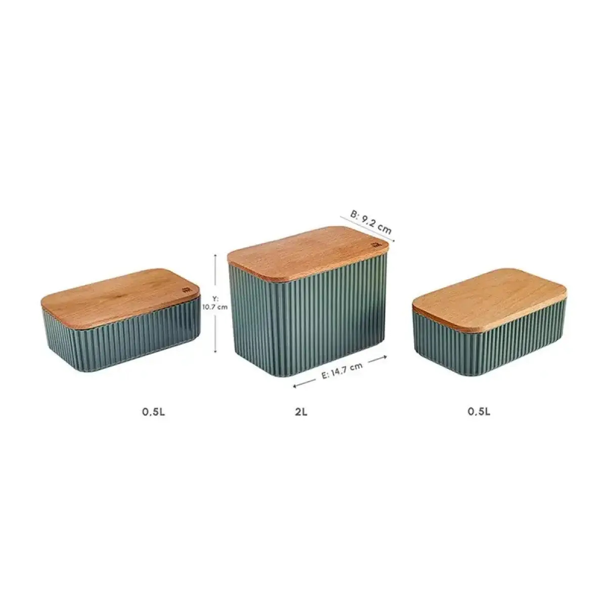 Karaca Massimo 3-piece Storage Container Set - Green, 153.09.01.0577