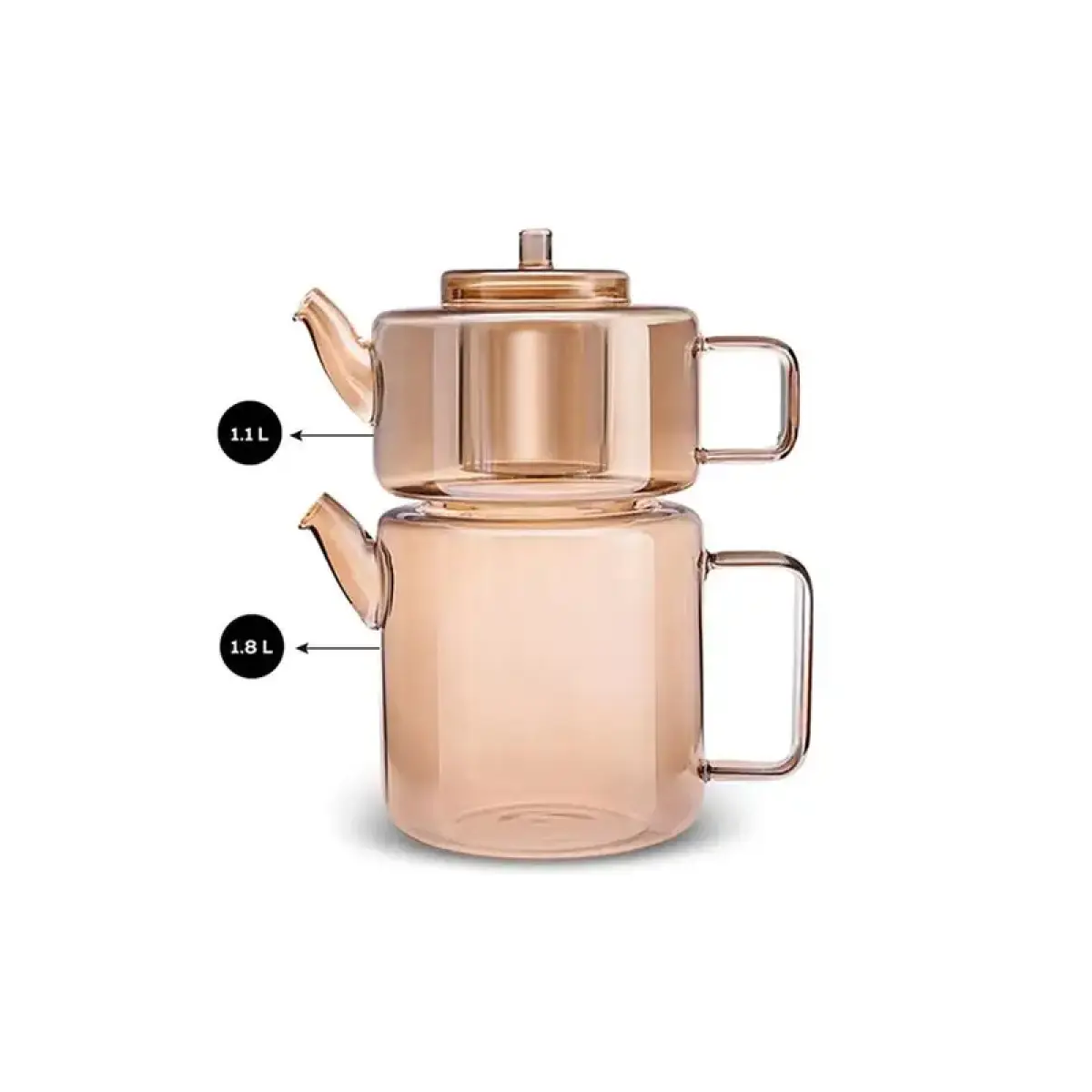 Karaca Flat Borosilicate Glass Teapot - Amber, 153.09.01.3205