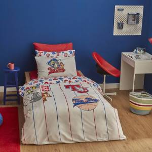 Karaca Home Tom & Jerry "time To School" 100% Cotton Single Duvet Cover Set, 203.11.01.0001