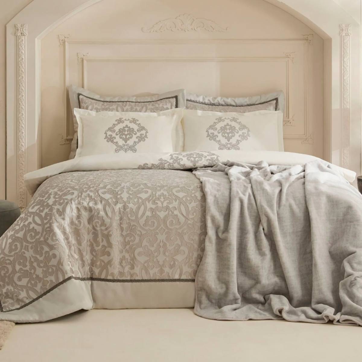 Karaca Home Grace 8 Piece Double Dowry Set - Grey, 8680214416839