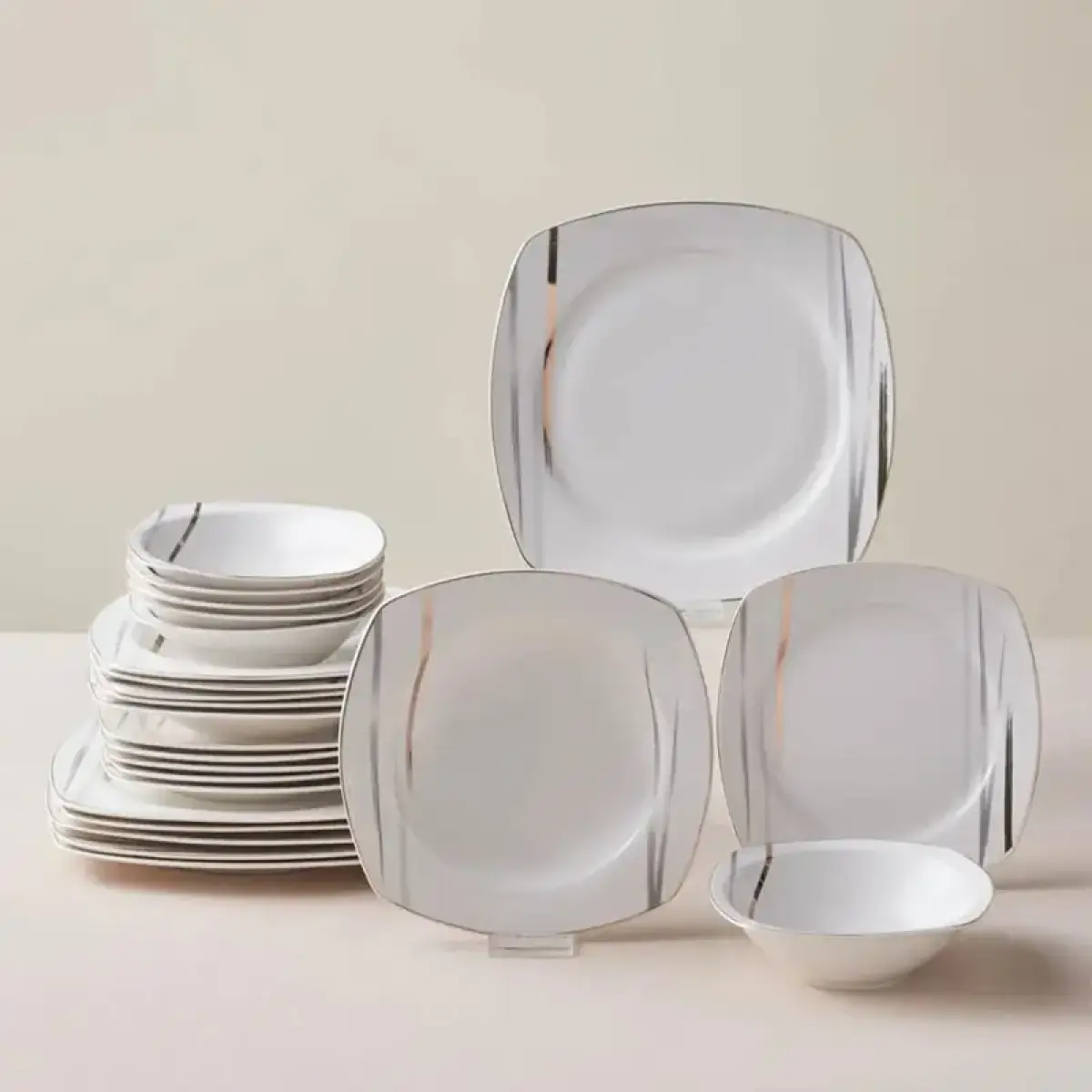Karaca Square Bone Bera 24-piece Dinner Set For 6 People, 8683650361664