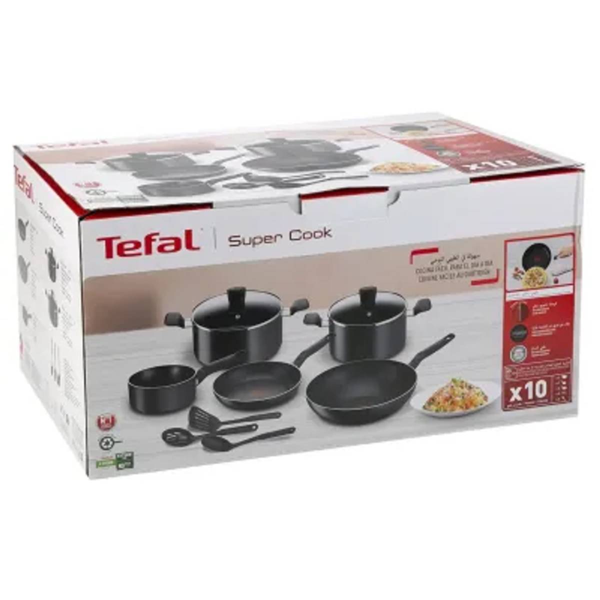 Tefal Super Cook 10 Pieces Set - Titanium Coating | B459sa85