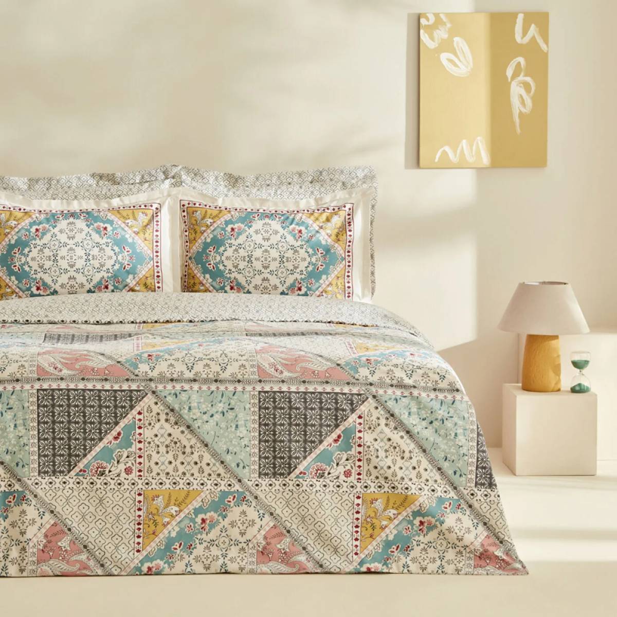 Karaca Home Edella 100% Cotton Single Duvet Cover Set - Multicolor, 200.22.12.0100