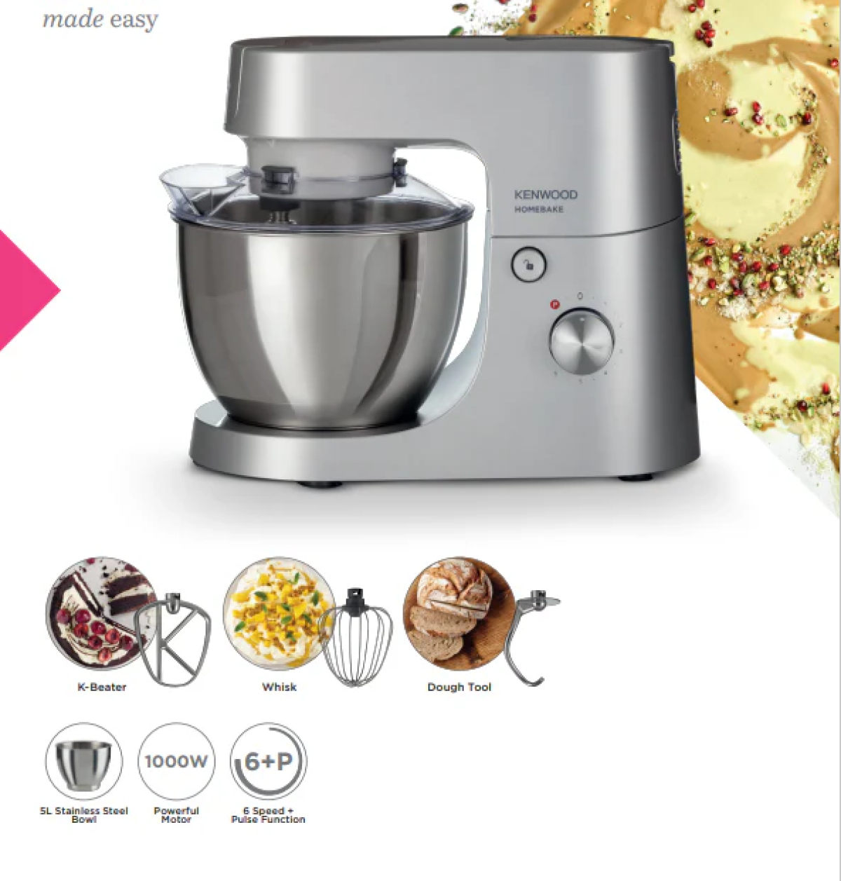 Kenwood Homebake Stand Mixer Silver Kitchen Machine Khh01.000si
