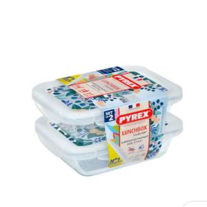 Pyrex Set Of4 2 Rectangular Dishes + Lid Cook&go 913s678