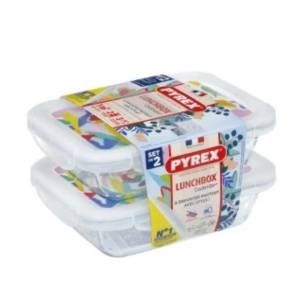 Pyrex Set Of 2 Rectangular Dishes + Lid Cook & Go 913s677