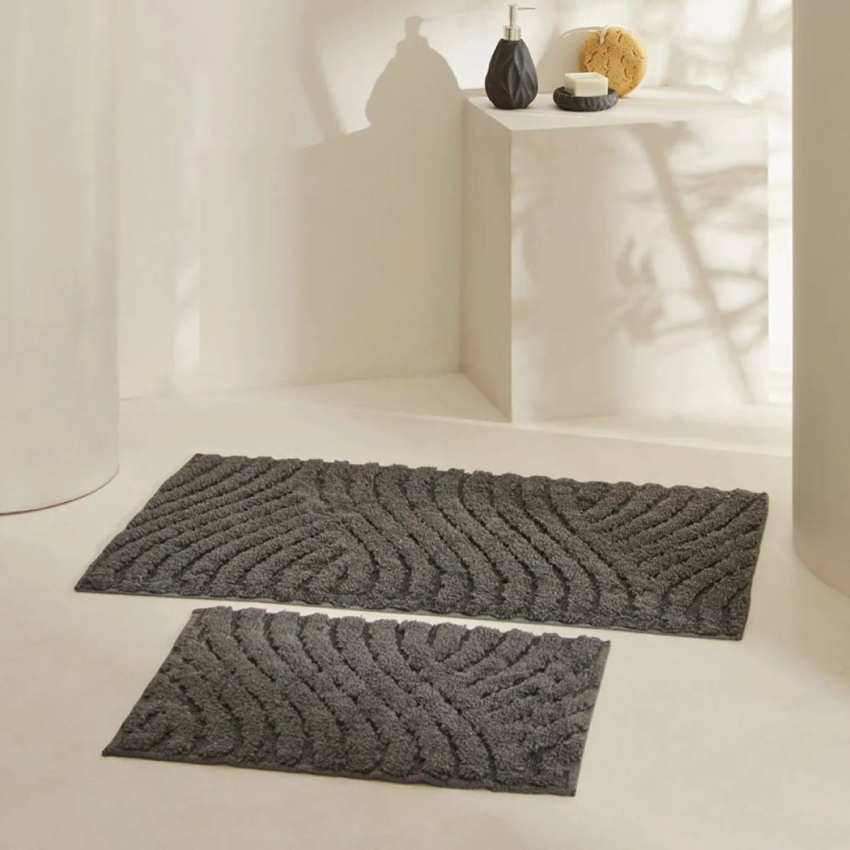 Karaca Home Roma 2-piece Bathmat Set - Anthracite, 8680214393901