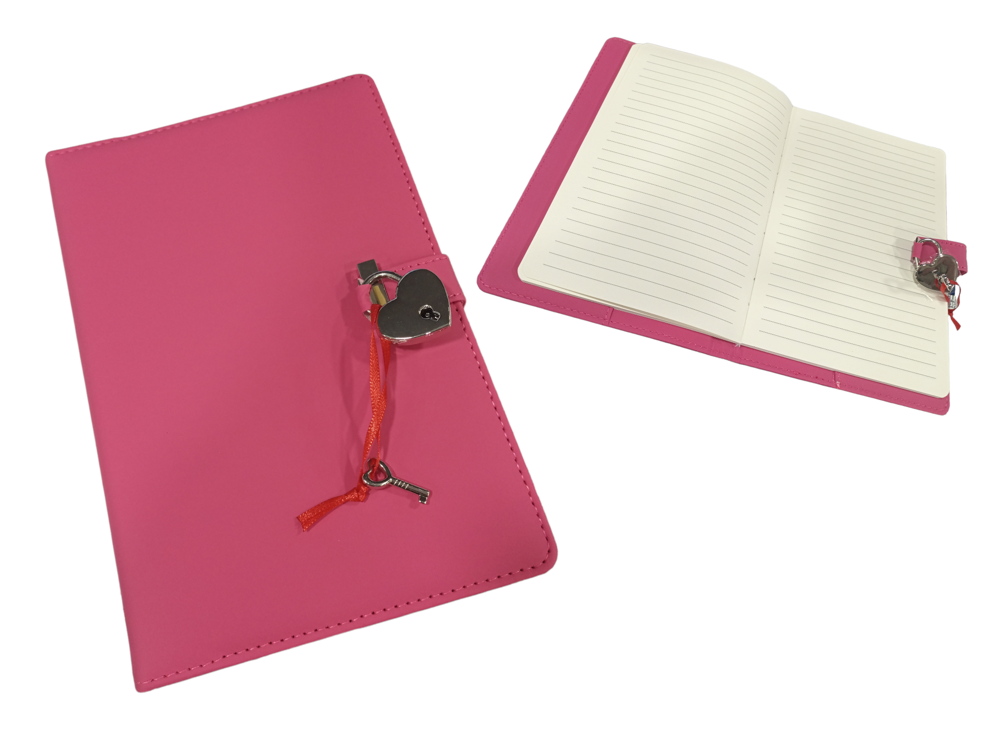 Mascube Note Book 80sh Lined With Heart Key Lock 22x14.5cm # Gjb2216 Pink