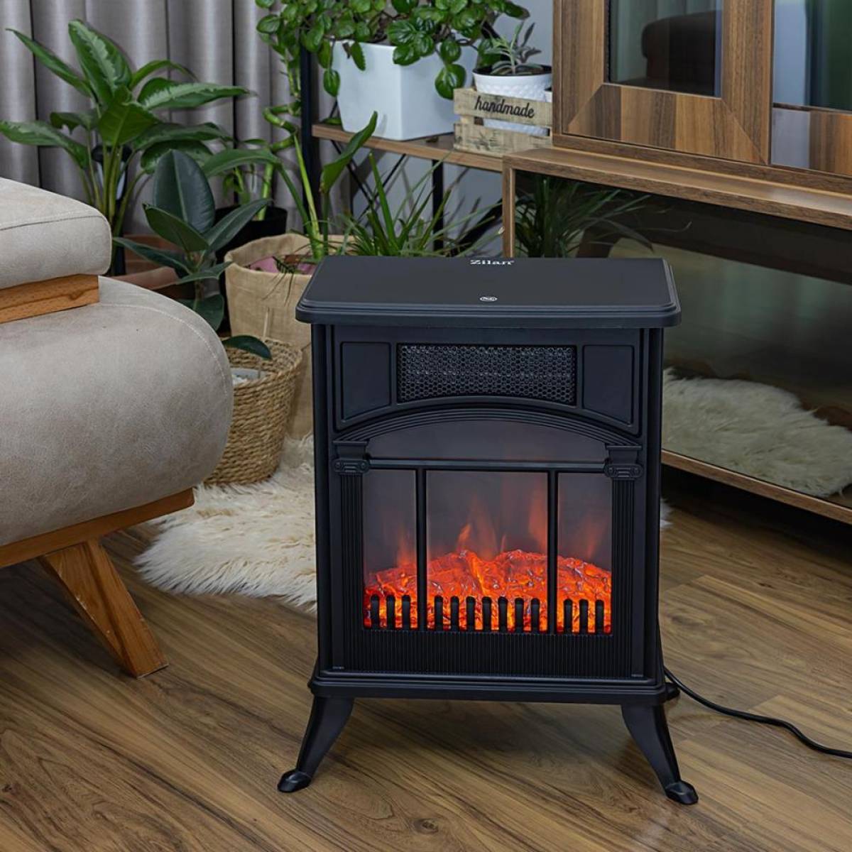 Zilan Fireplace Ceramic Heater 1900w, 2 Heat Settings � Black Finish, Zln2051