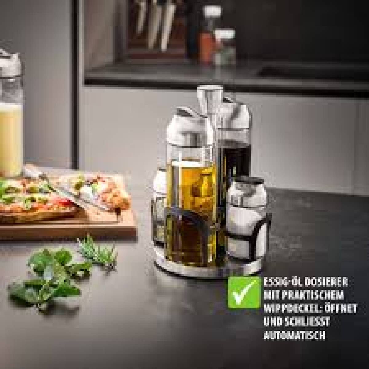 Gefu - Vinegar Oil And Spice Cruet Stand Kippo,5-piece