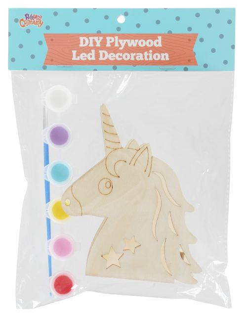Memoris Precious Wooden Unicorn With Led And Painting Color Set For Kids Craft Dy06219.