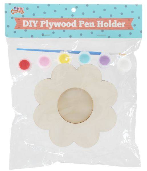 Memoris Precious Wooden Pen Holder Flower Shape With Painting Color Set For Kids Craft Dy06218.