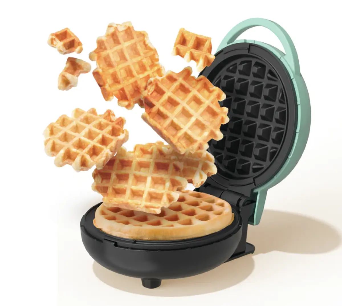 Nutricook Mini Waffle Maker 350-400 Watt - Aqua Marine, Nc-wm100AM