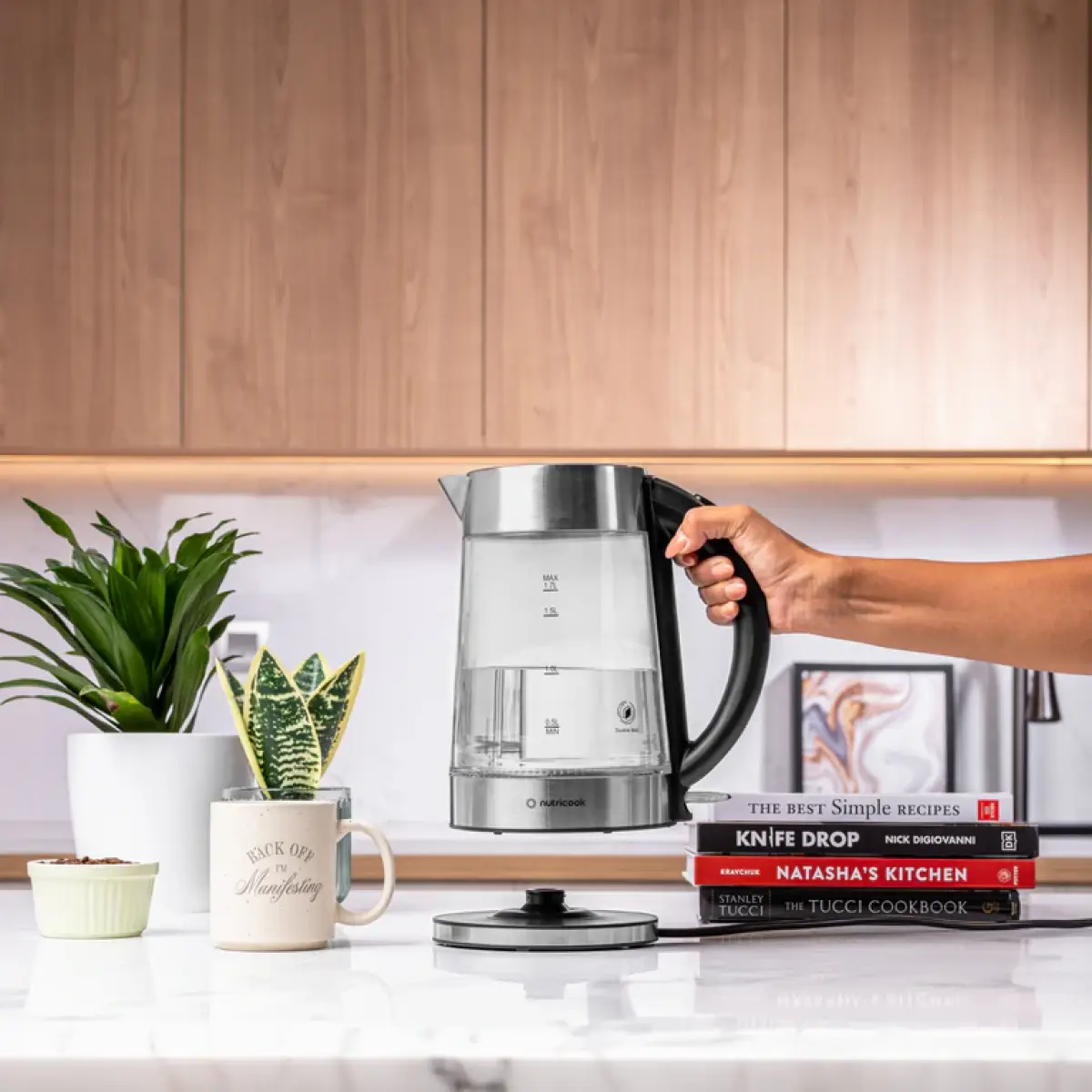 Nutricook Electric Glass Kettle - 1.7l,  Double-wall Heavy Duty Elite Durability, Nc-gk100