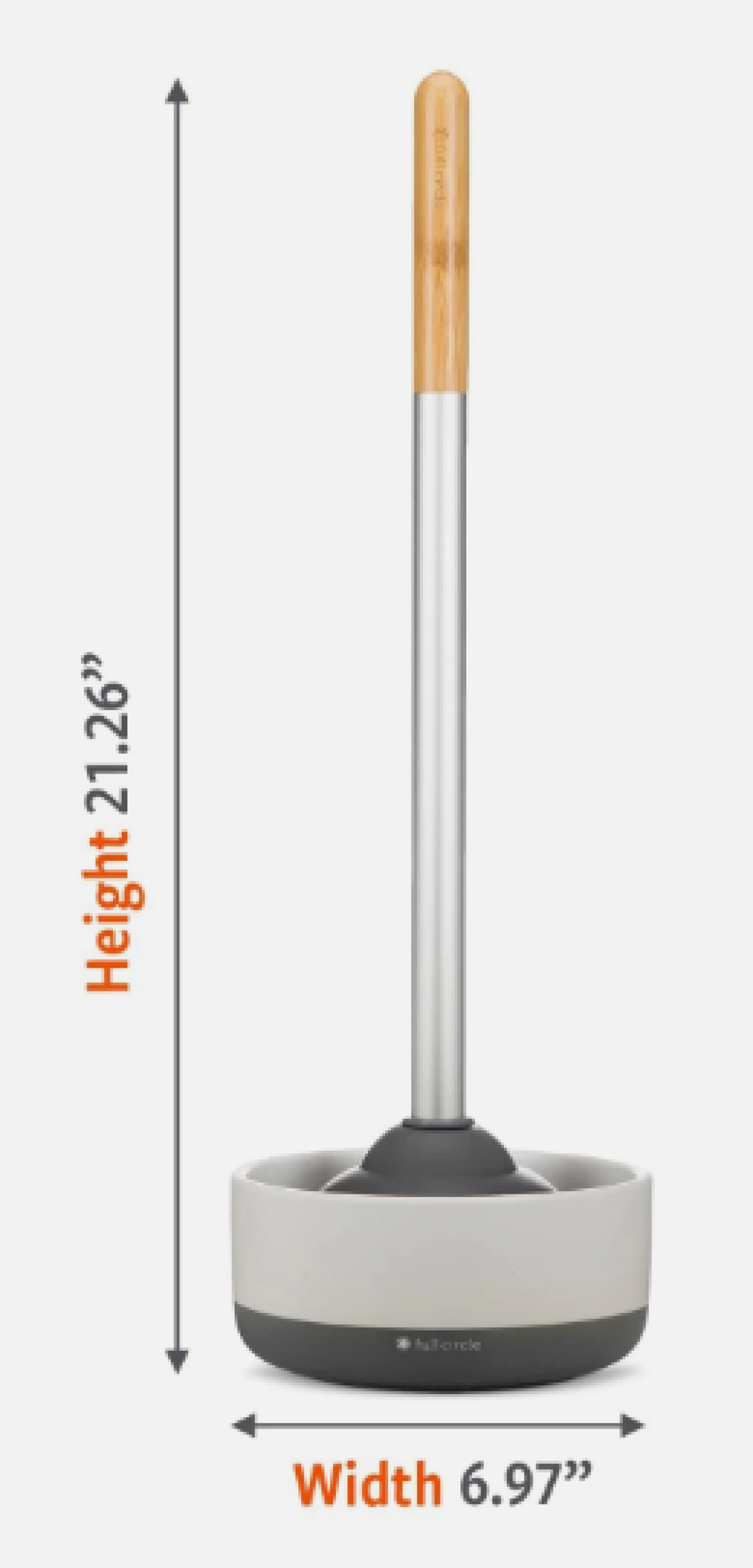 Full Circle Royal Plunge - Bathroom Toilet Plunger with Ceramic Holder | FC18145W