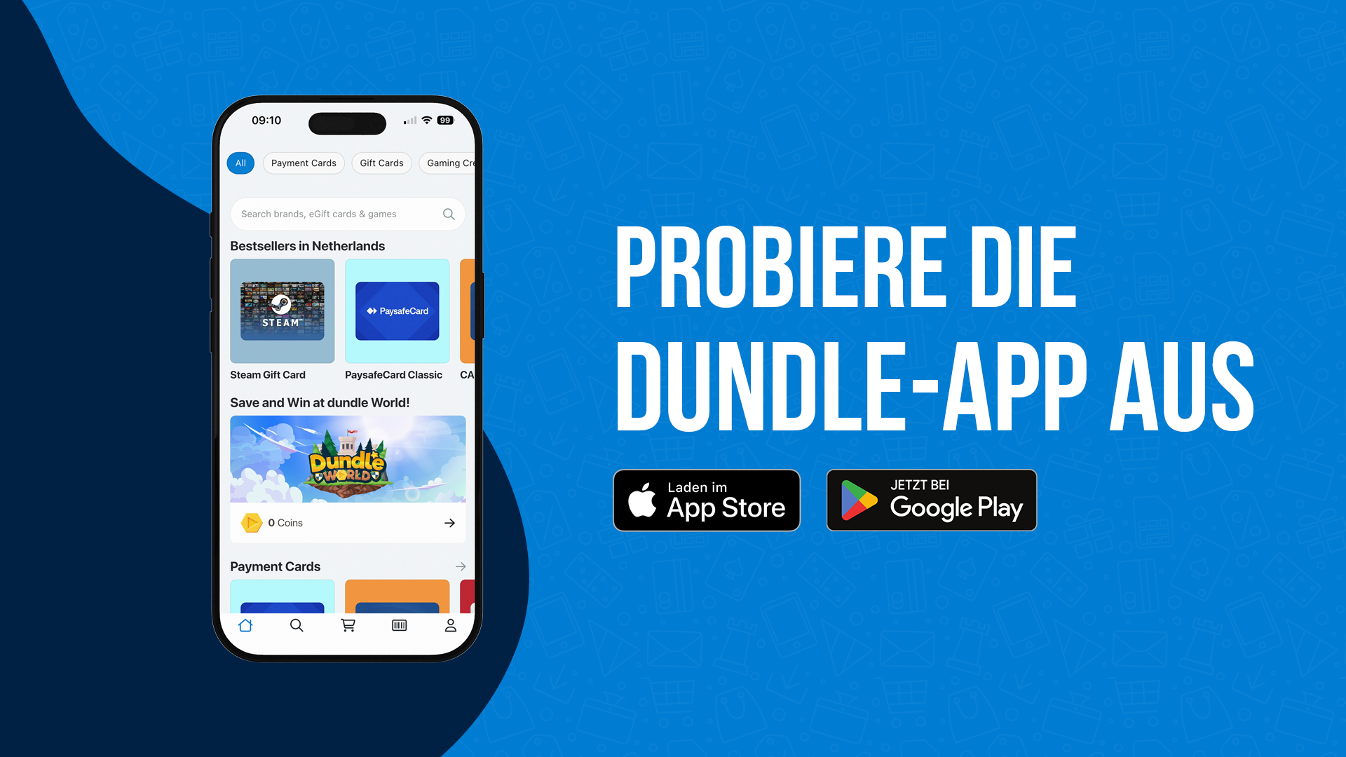 Smartphone mit geöffneter dundle-App.  