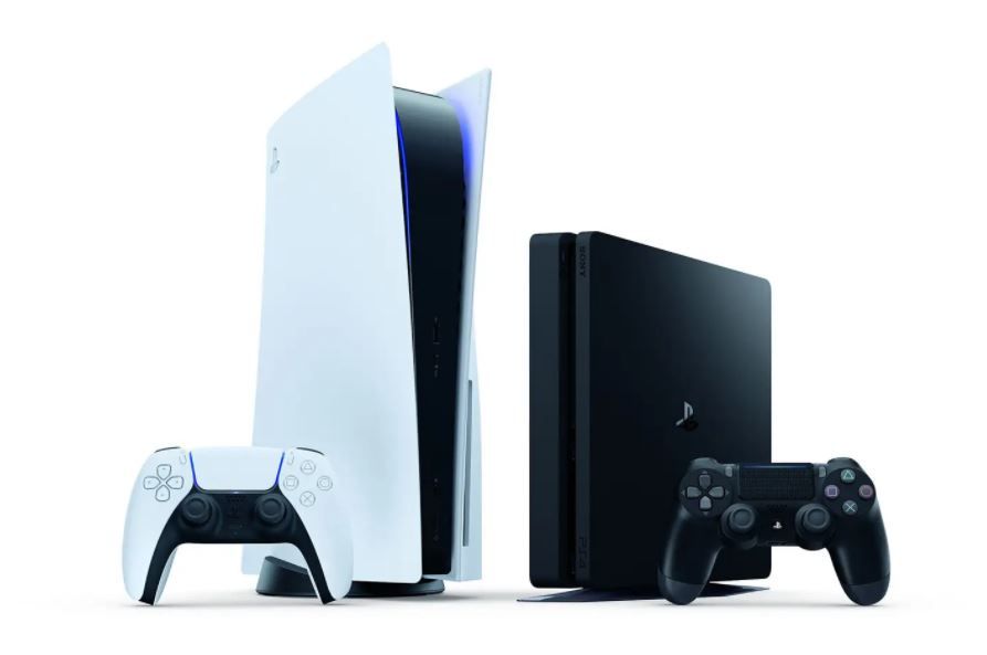 PlayStation gaming consoles for PS5 and PS4 against a white background