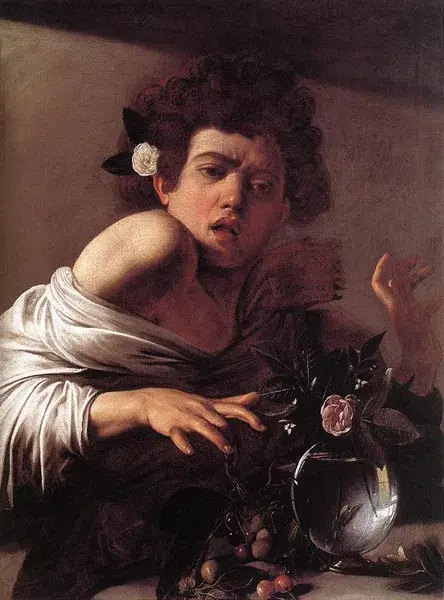 Licht und Schatten Beispiele Zeigelicht Michelangelo Merisi da Caravaggio Knabe der von einer Eidechse gebissen wird StudySmarter