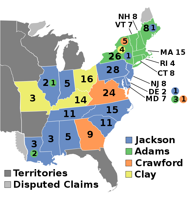 Elecciones de 1824 Un mapa de las elecciones presidenciales de 1824 StudySmarter