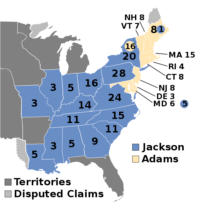 Elecciones de 1828 Un mapa de los resultados de las elecciones presidenciales de 1928 StudySmarter