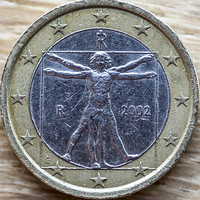 Eurocopa de Italia 2002 con el Hombre de Vitruvio. Leonardo Da Vinci. Estudiar mejor.