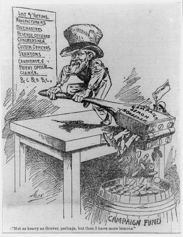 Spoils System dessin animé politique sur le spoils system StudySmarter