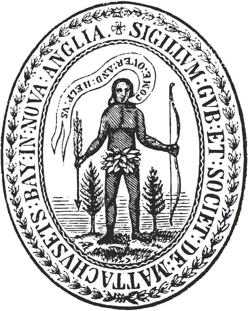 Colonies à charte, Fig. 3 - Le sceau de la colonie de la baie du Massachusetts. Source : Wikipedia Commons (Creative Commons Attribution-Share Alike 4.0 International), StudySmarter.