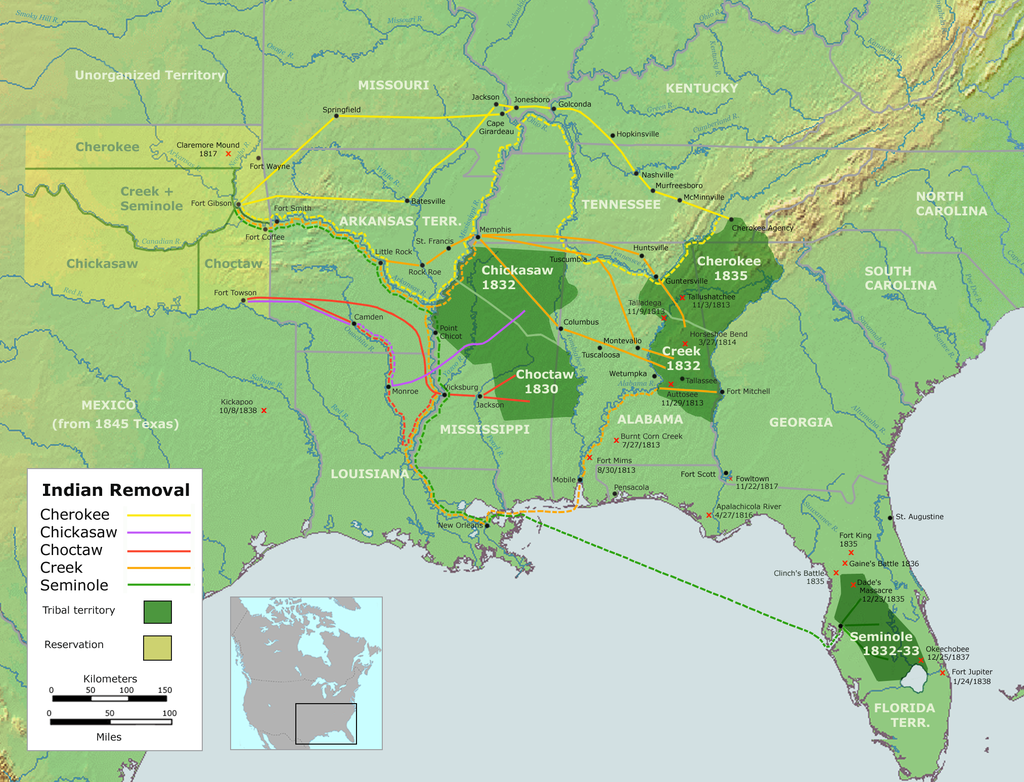 Ethnic cleansing Trail of Tears map StudySmarter
