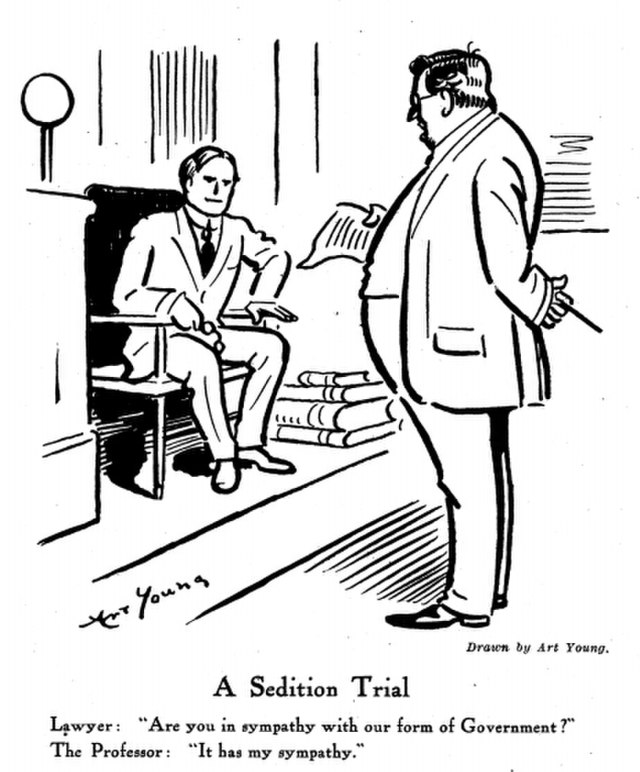 A political cartoon about the Sedition Act of 1918 StudySmarter