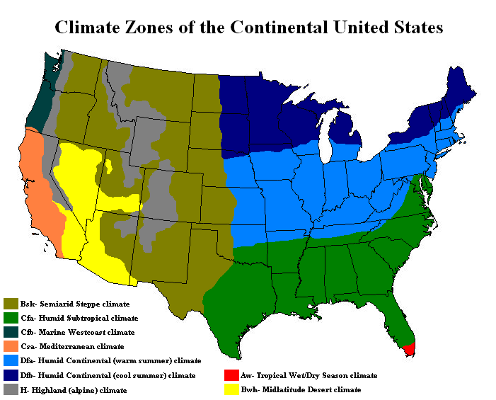 Formal Regions US Climate Zones StudySmarter