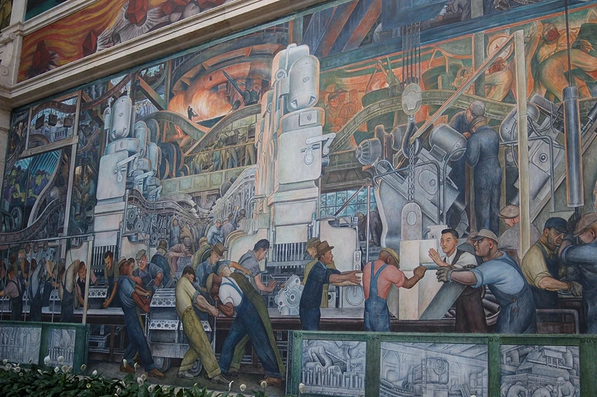 Architecture Art déco, Diego Rivera, peinture murale de l'industrie de Détroit, 1932-33, StudySmarter