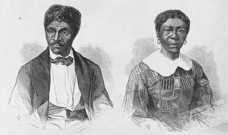 Decisión Dred Scott, grabado en madera en blanco y negro de Dred Scott y Harriet Scott, StudySmarter