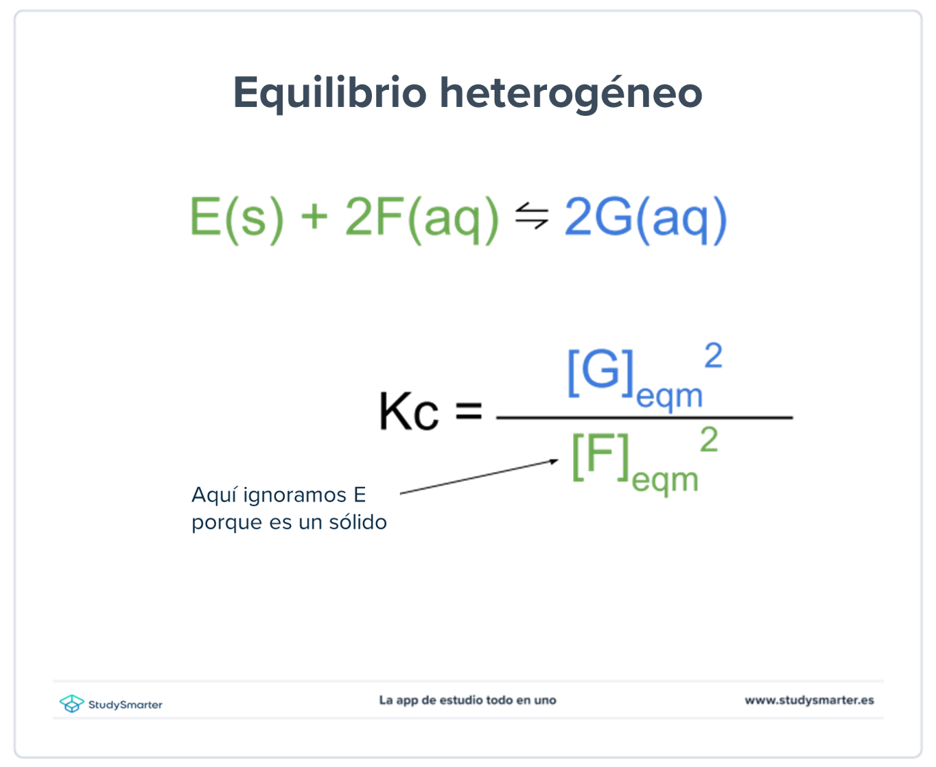 Constante de equilibrio Kc equilibrio heterogéneo StudySmarter