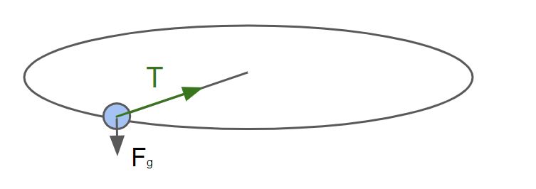 Mouvement circulaire et diagrammes de corps libre Diagramme de corps libre pour le mouvement circulaire horizontal d'une balle sur une ficelle StudySmarter