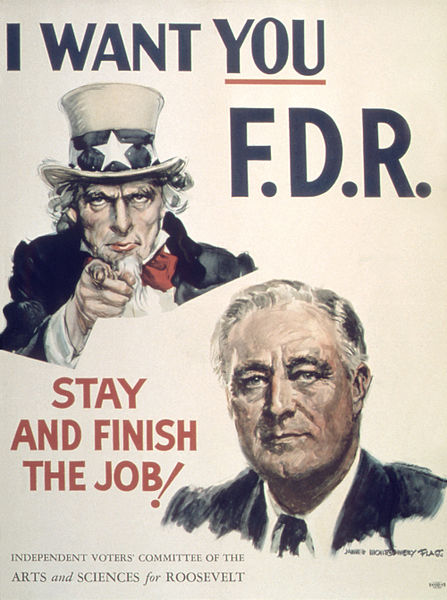 Election of 1944 A campaign poster from the presidential election of 1944 in favor of Franklin D Roosevelt StudySmarter