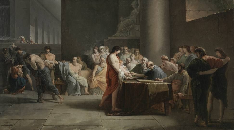 Militarisme, La sélection des enfants à Sparte, Jean-Pierre Saint-Ours, 1785. Source : Wikipedia Commons (domaine public), StudySmarter.