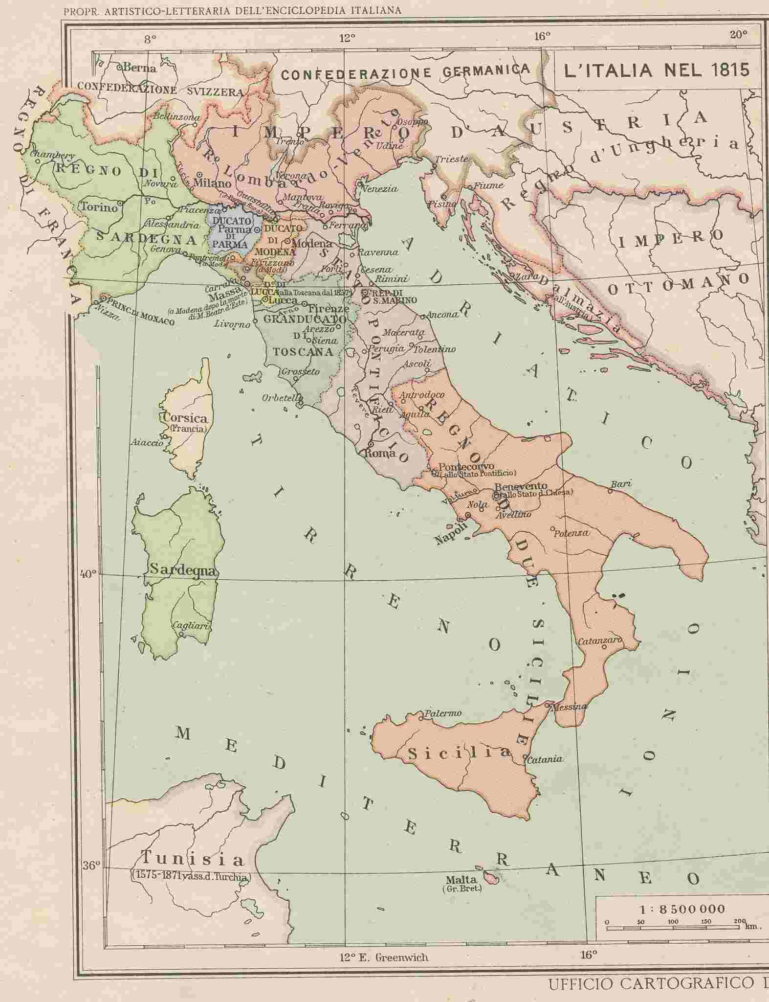 Unité italienne Carte Italie Congrès de Vienne StudySmarter