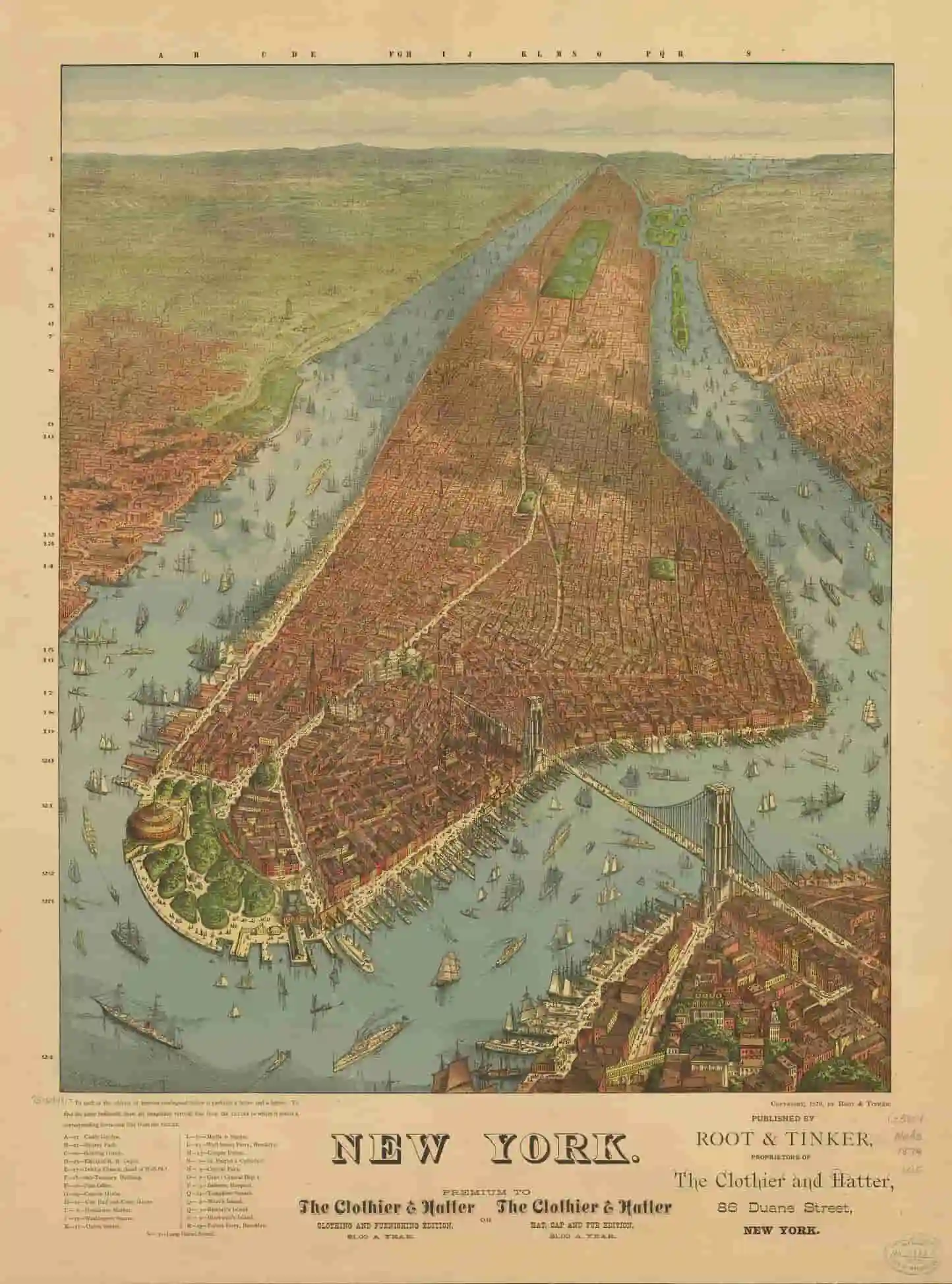 New York à l'âge d'or Carte de la ville de New York 1879, StudySmarter