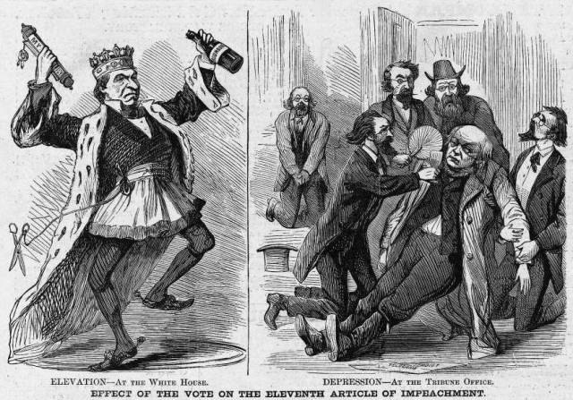 Histoire des États-Unis Mise en accusation d'Andrew Johnson Caricature politique StudySmarter