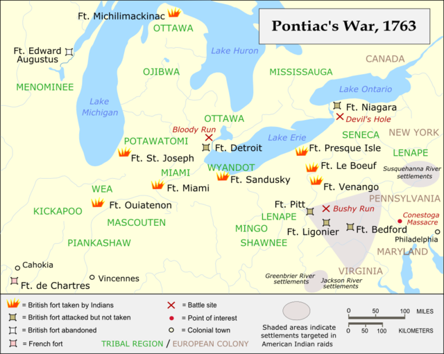 Mapa de la guerra de Pontiac Estudia mejor