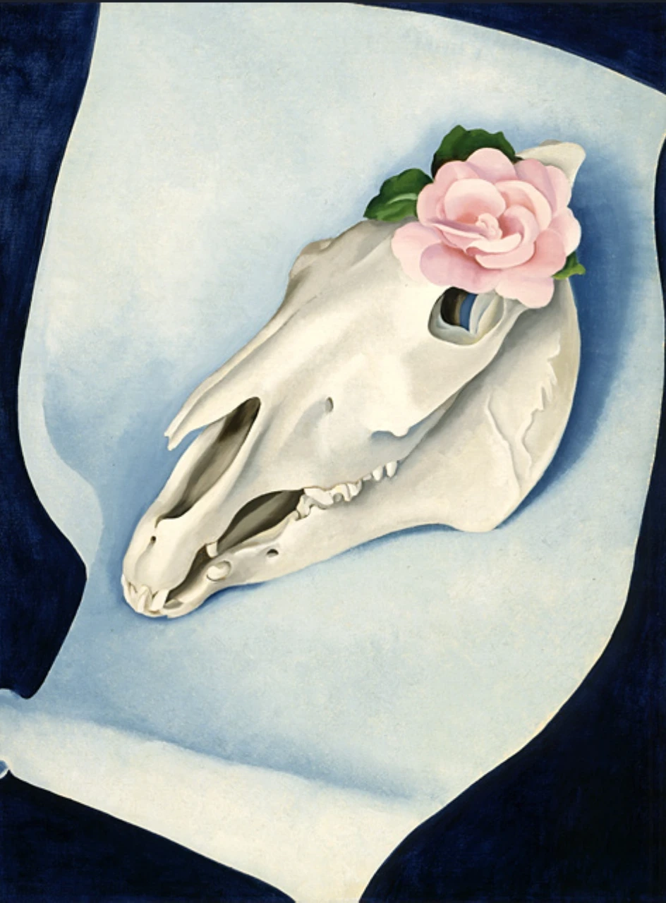 Georgia O'Keeffe, Georgia O'Keeffe, Crâne de cheval avec rose rose, 1931, Study Smarter.