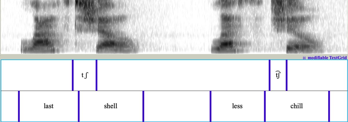Affricates, Spectrogramme montrant la différence entre les affricates et les séquences stop-fricatives, StudySmarter