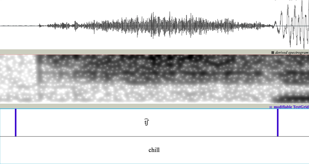 Affricates, affricate postalvéolaire sans voix sur un spectrogramme, StudySmarter