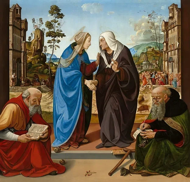 Komposition und Bildaufbau Kunst Symmetrie Beispiel Piero di Lorenzo Die Heimsuchung StudySmarter