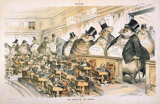 Les patrons laissez-fairistes du Sénat Caricature politique 1889 StudySmarter