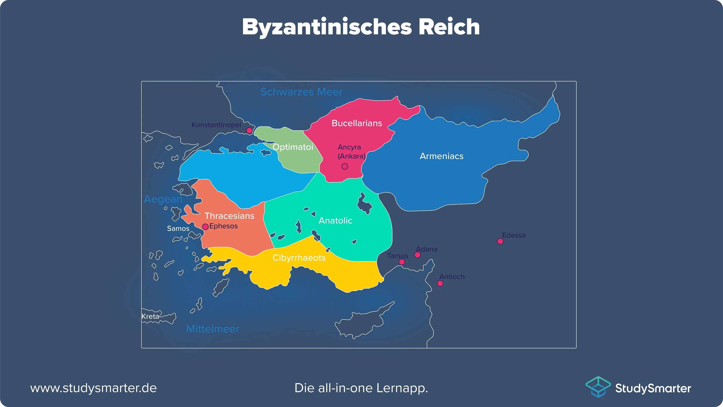 Byzantinisches Reich Themata des Byzantinischen Reichs Karte StudySmarter
