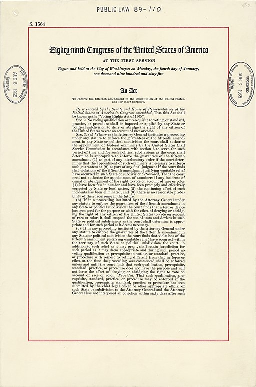 Voting Rights Act of 1965 Voting Rights Act 91Ó°ÊÓ