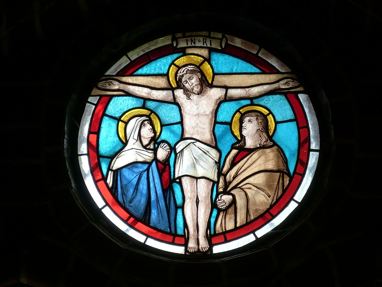 Sunday Morning, A  Stained Glass window with the scene of Jesus Crucifixion, StudySmarter