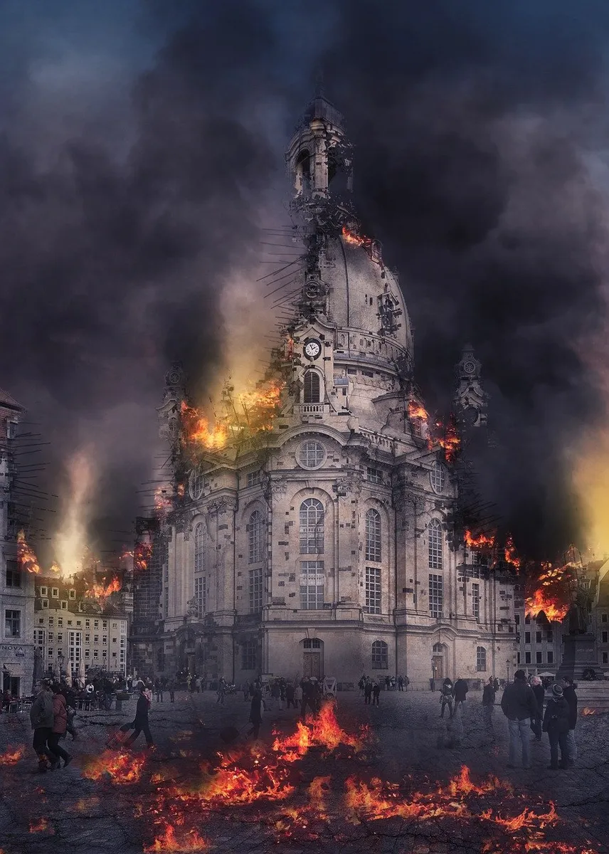 Kurt Vonnegut, Photoshopped photograph that illustrates the Bombing of Dresden, StudySmarter