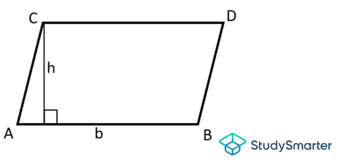 Un paralelogramo con base b y altura h, Estudia Smarter Originals